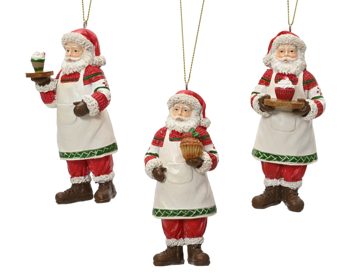 371921-Adorno colgante de poliresina roja Papá Noel de pie-navidad-envio-canarias