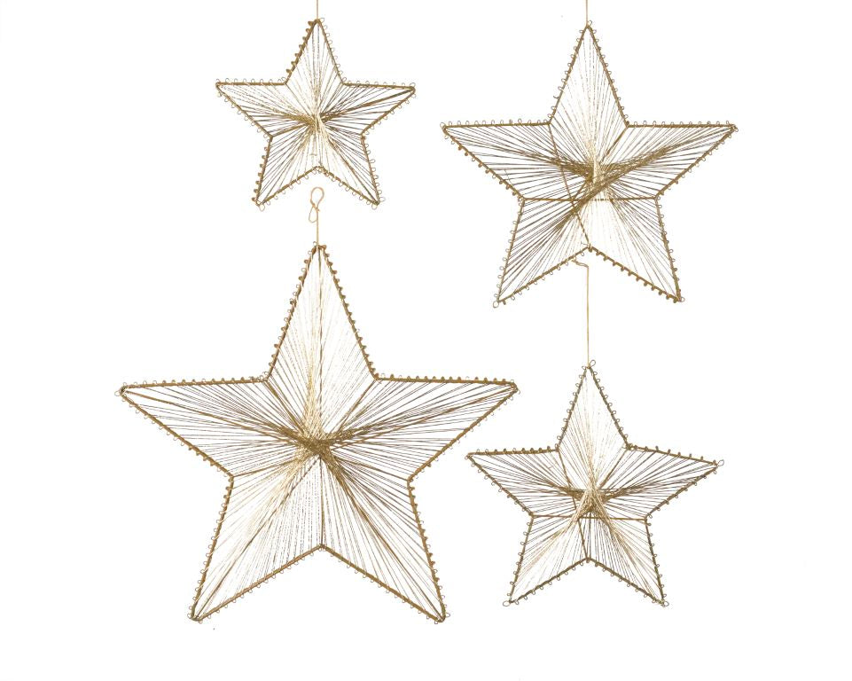 Set de 4 estrellas doradas de metal navideñas