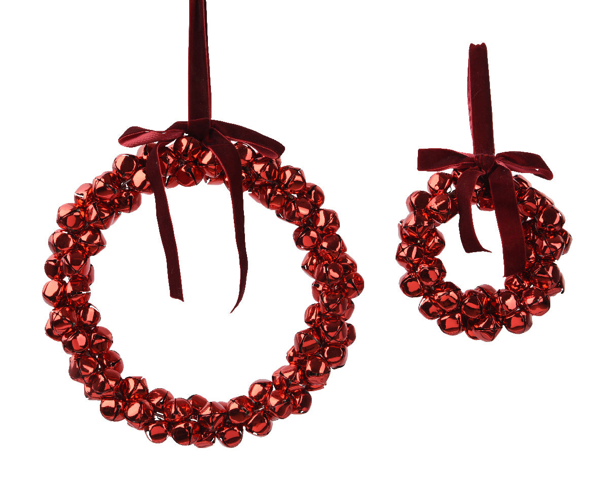 386719-Adorno colgante de hierro rojo con forma de campana 25 cm-navidad-envio-canarias