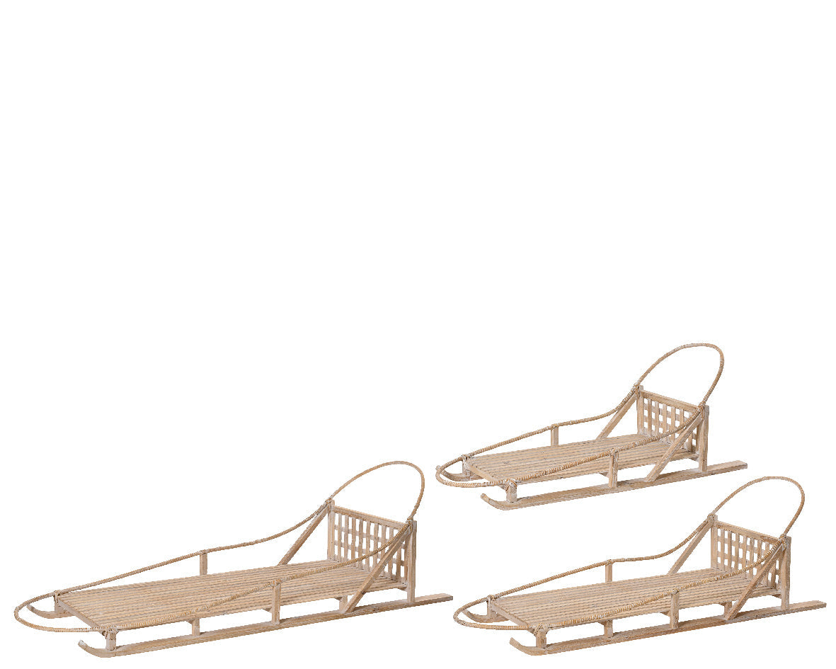 Set de 3 trineos de navidad de madera
