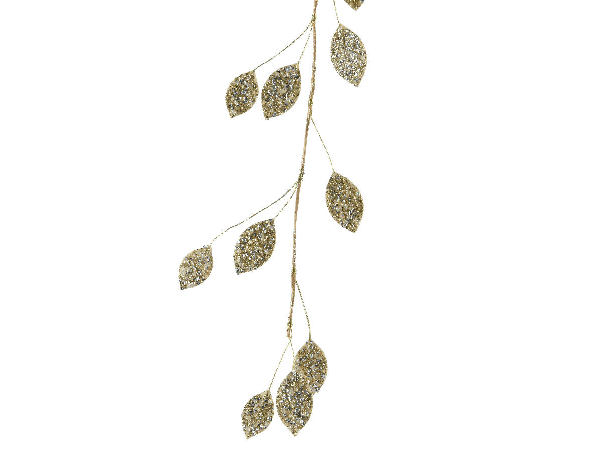 Guirnalda Floral de Navidad de hojas doradas de 105cm