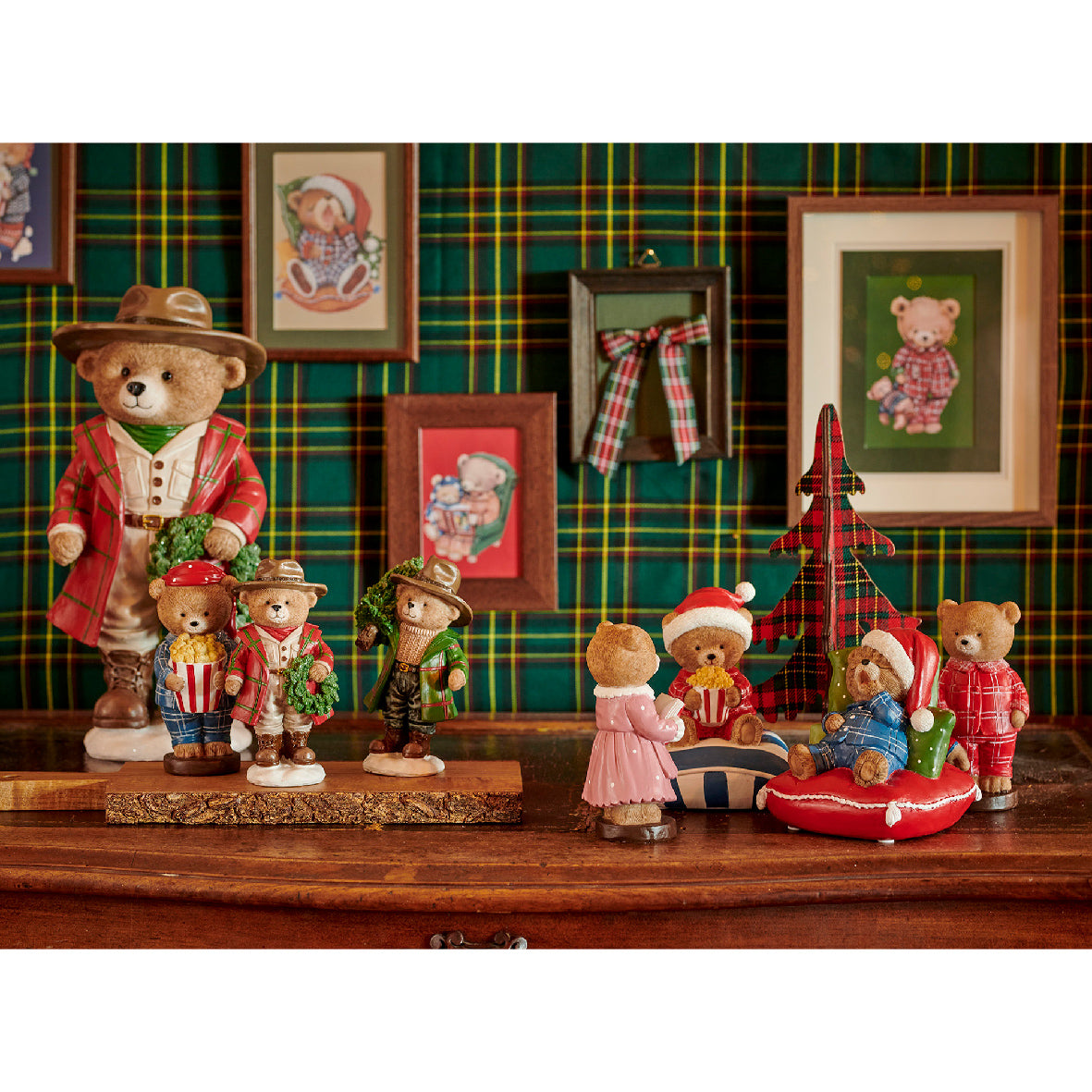 Figura de osos de navidad en pijama de 15cm