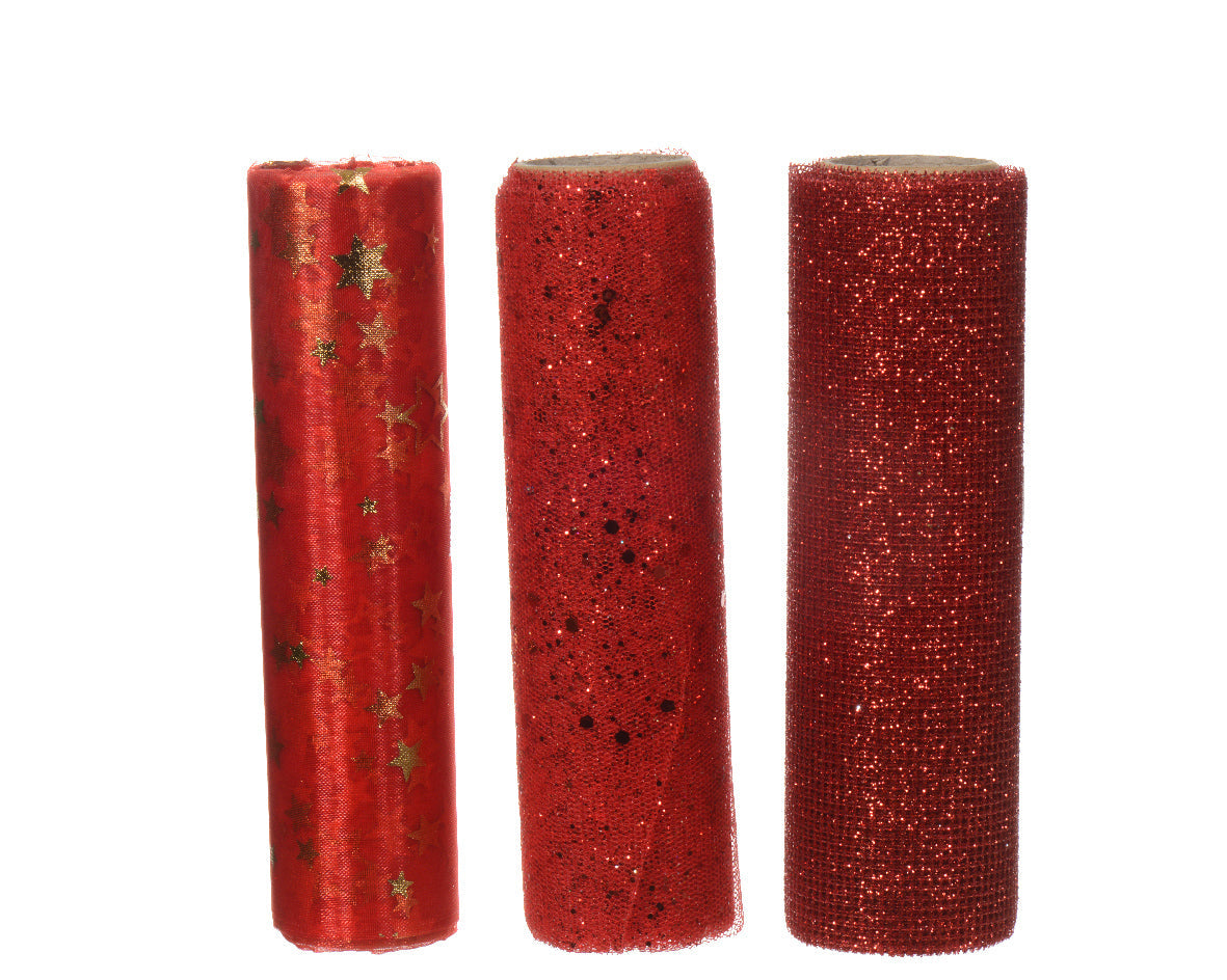 Cinta de Navidad poliéster de color rojo para decoración 200 cm