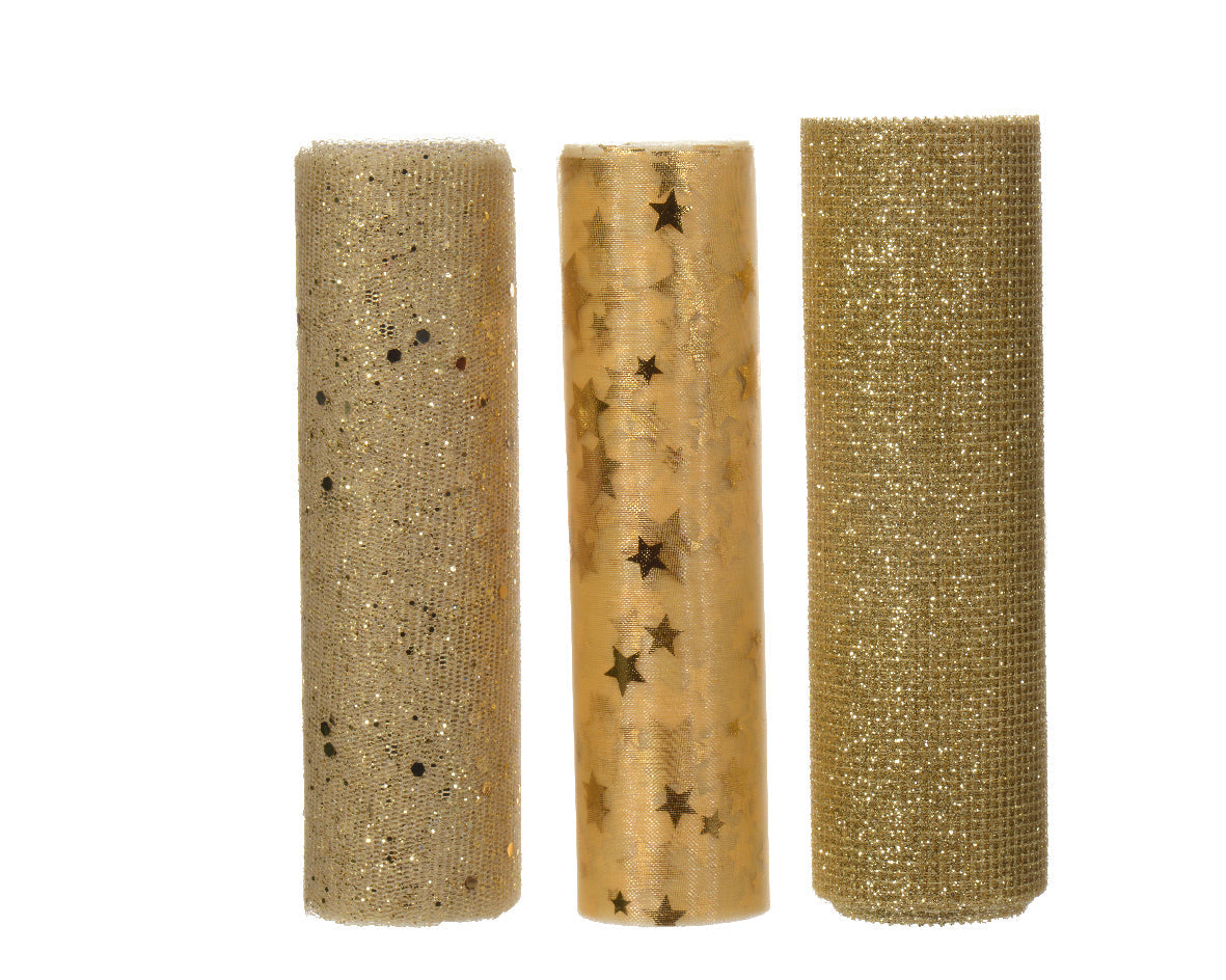 Cintas de Navidad doradas para decoración Poliéster 200 cm
