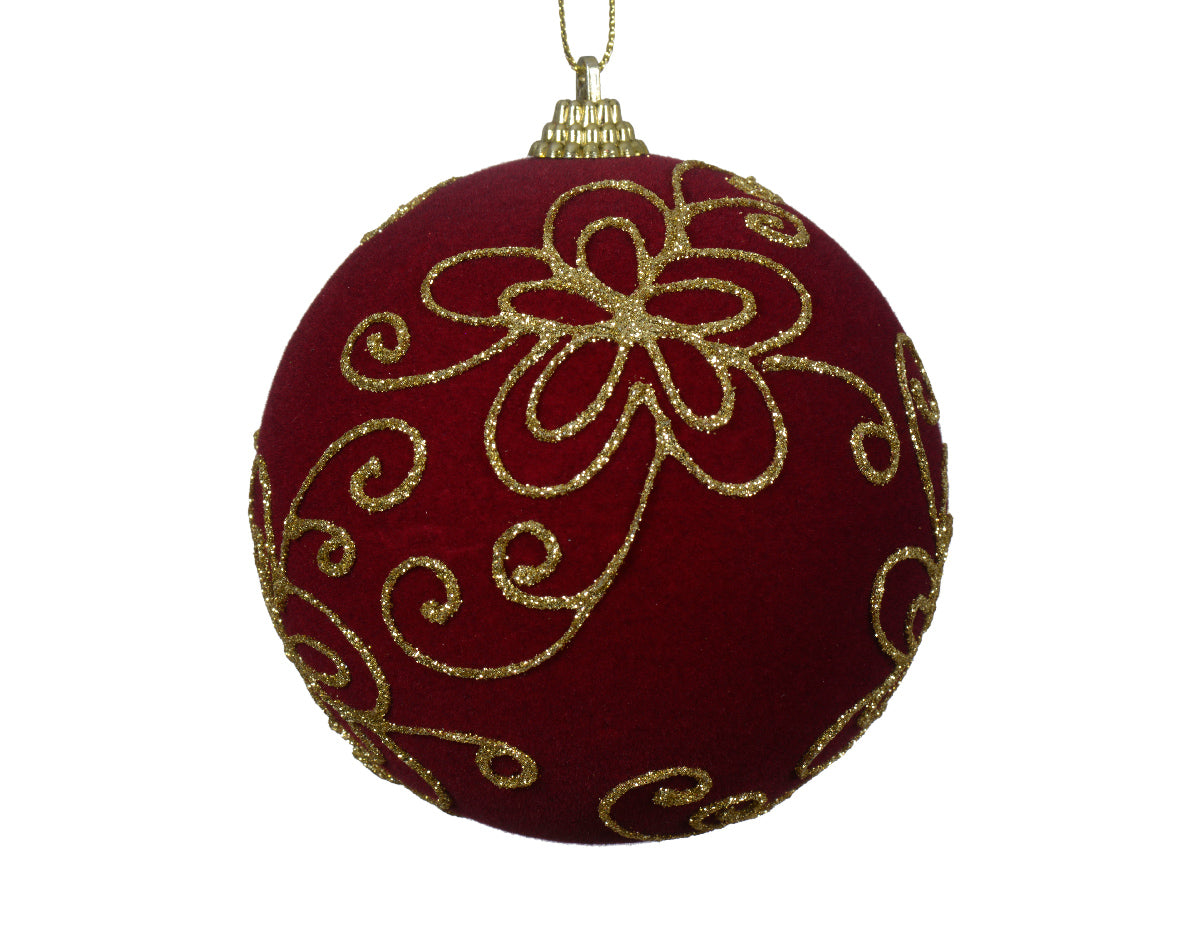 Bola de Navidad roja con detalles dorados de foam de 10cm