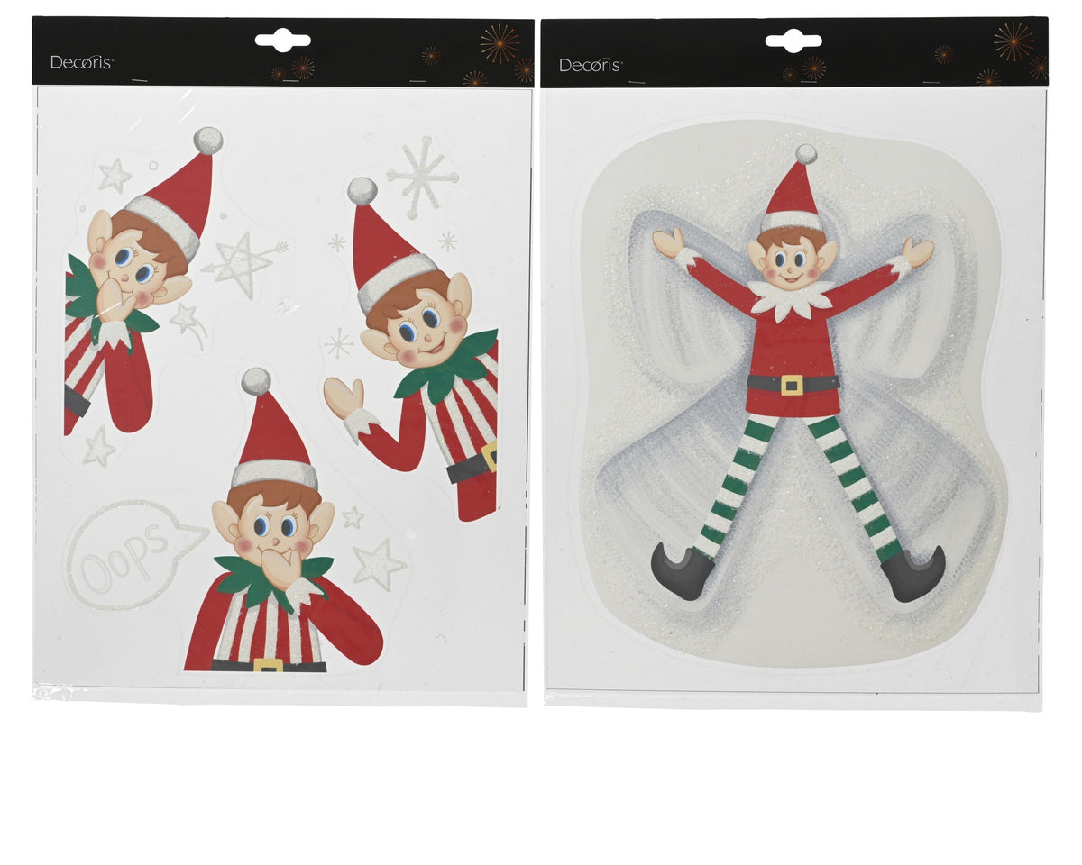 460226-Elfos con purpurina adhesivo para ventanas estático-navidad-envio-canarias