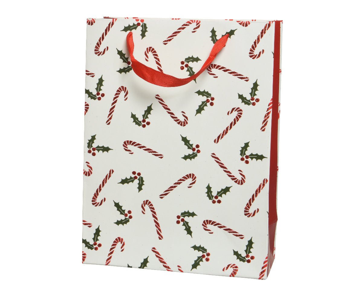 Bolsa de regalo blanca de papel con adornos navideños de 24cm