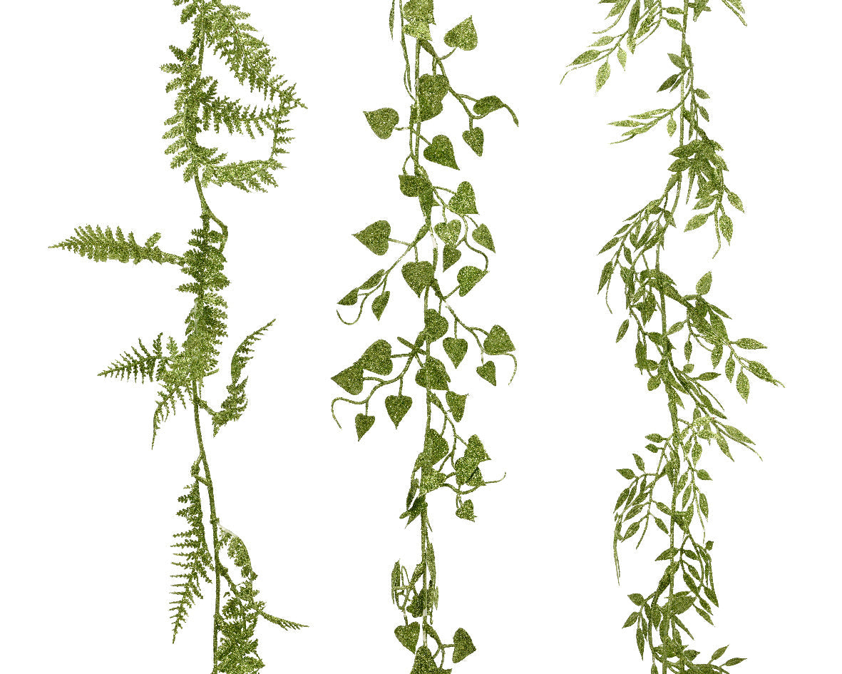 Guirnalda Floral de Navidad de hojas verder con brillante de 180cm