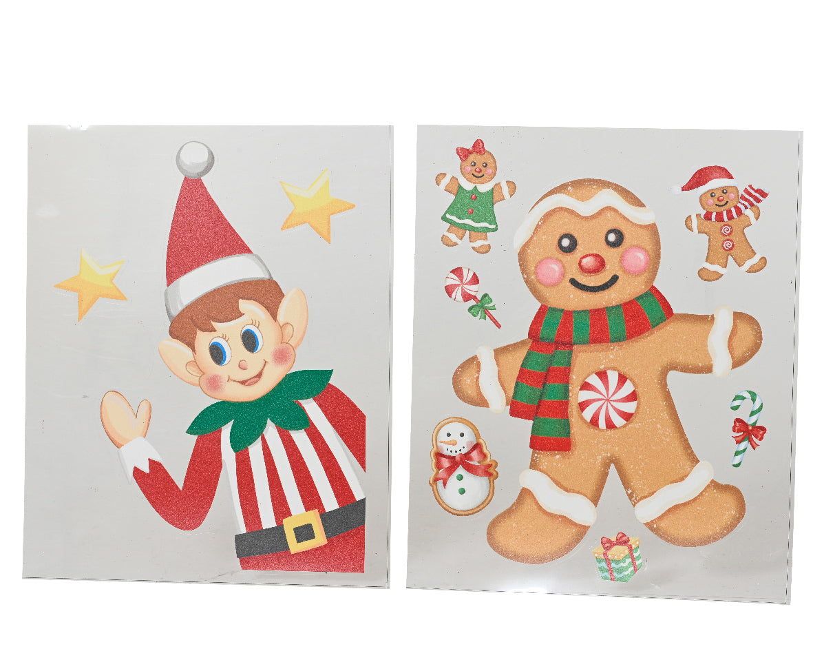 Pegatinas para ventana de navidad Elfo o galleta de Gengibre 35cm