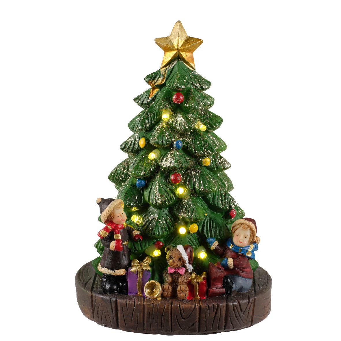 Árbol con decoración navideña y luces