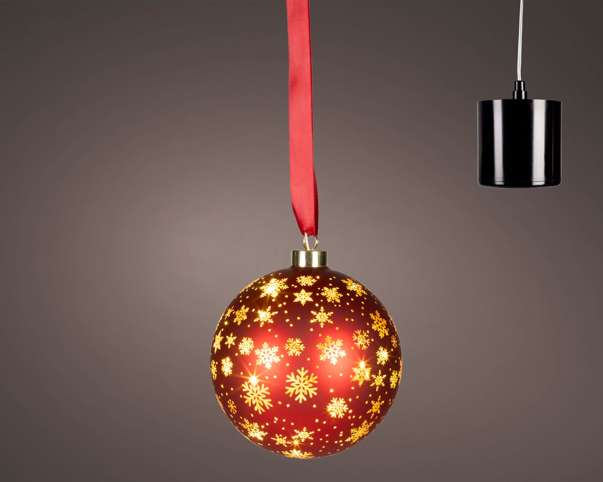 481522-Adorno de cristal LED Lumineo blanco cálido 14 cm-navidad-envio-canarias
