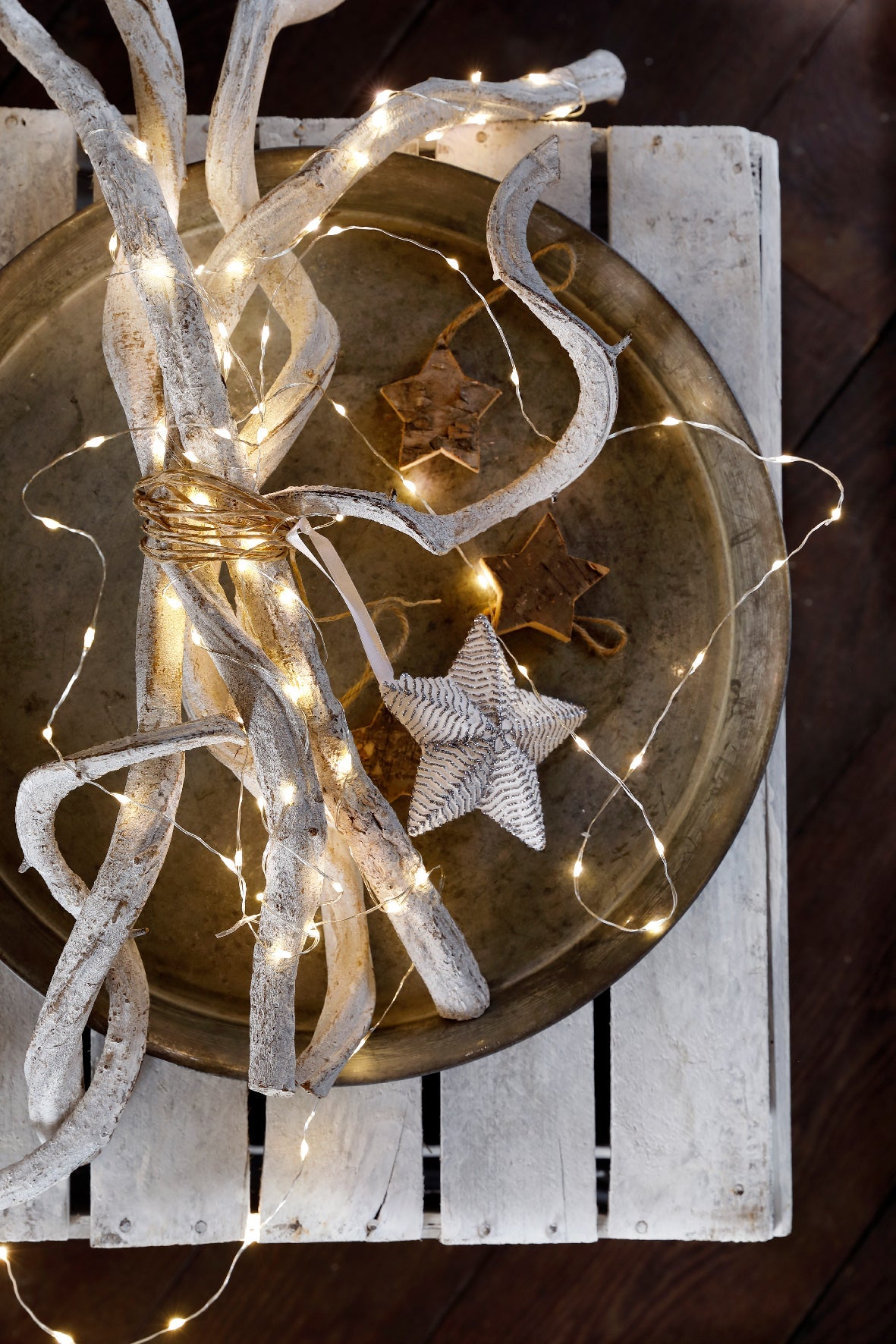 Guirnalda de luces MicroLed con luz blanca cálida de 195cm a pilas con temporizador