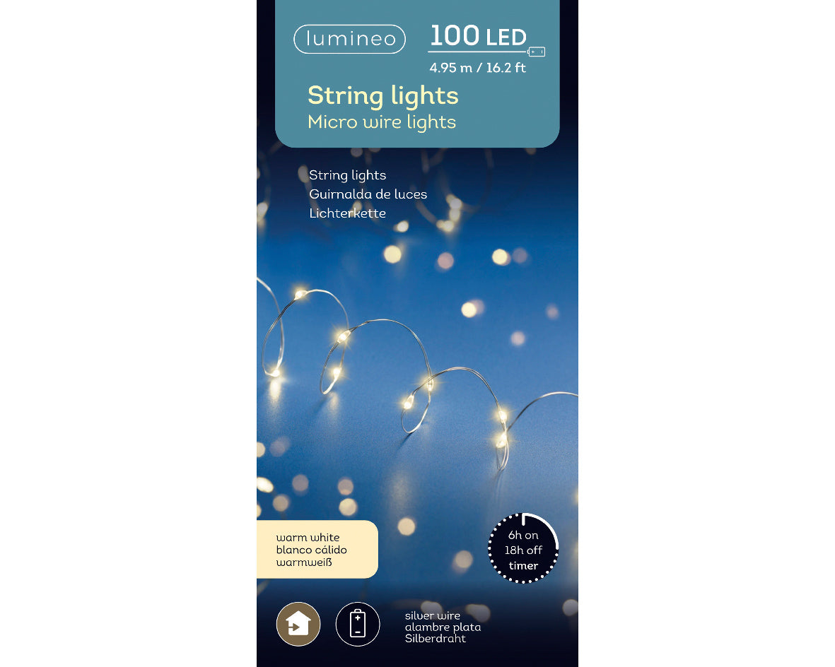 Luces MicroLED de interior LED cálido a pilas 495cm-100L