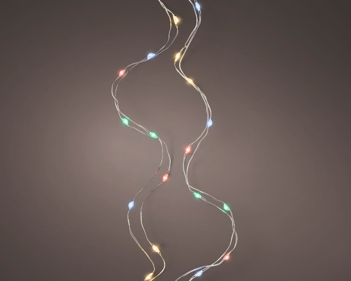 Guirnalda de luces Microled multicolor de 495cm a pilas con temporizador