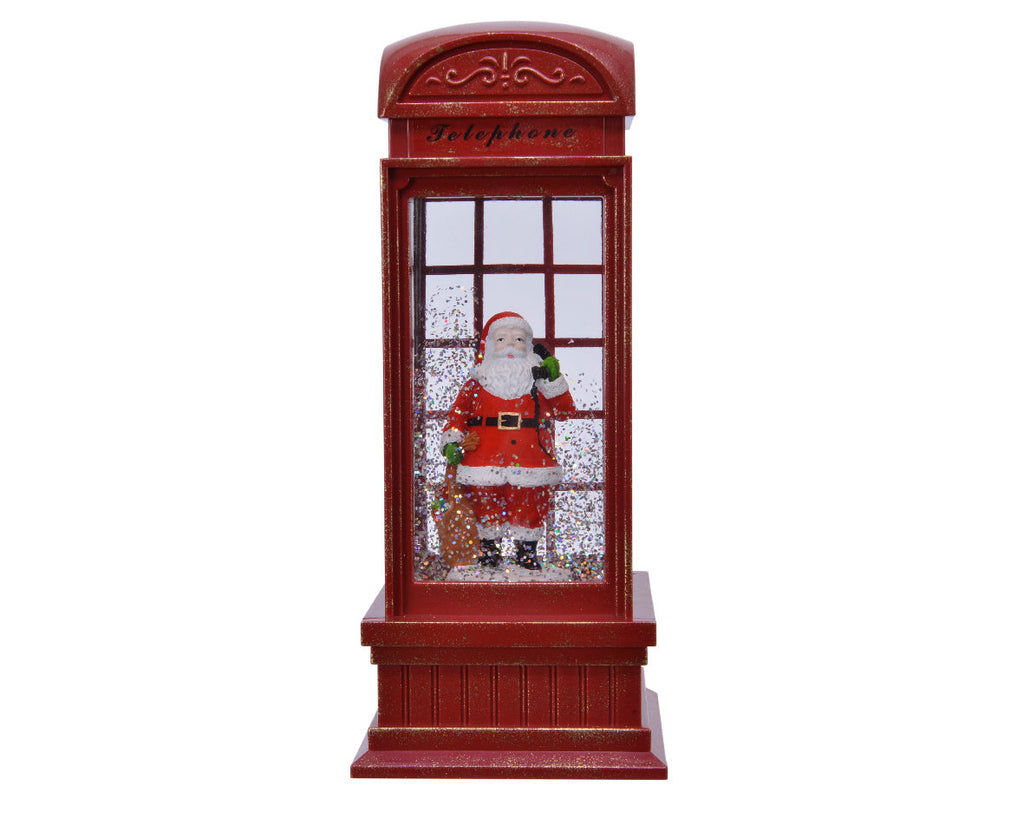 Bola de nieve musical en forma de Cabina roja con Santa