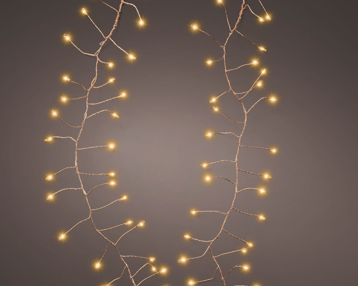 Luz MicroLED de 120cm clásico cálido con cable de cobre a pilas