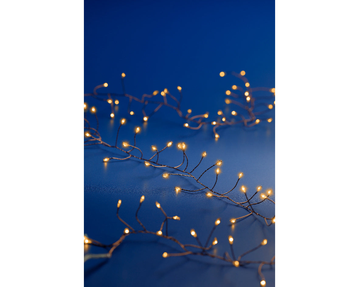 Luz MicroLED de 120cm clásico cálido con cable de cobre a pilas