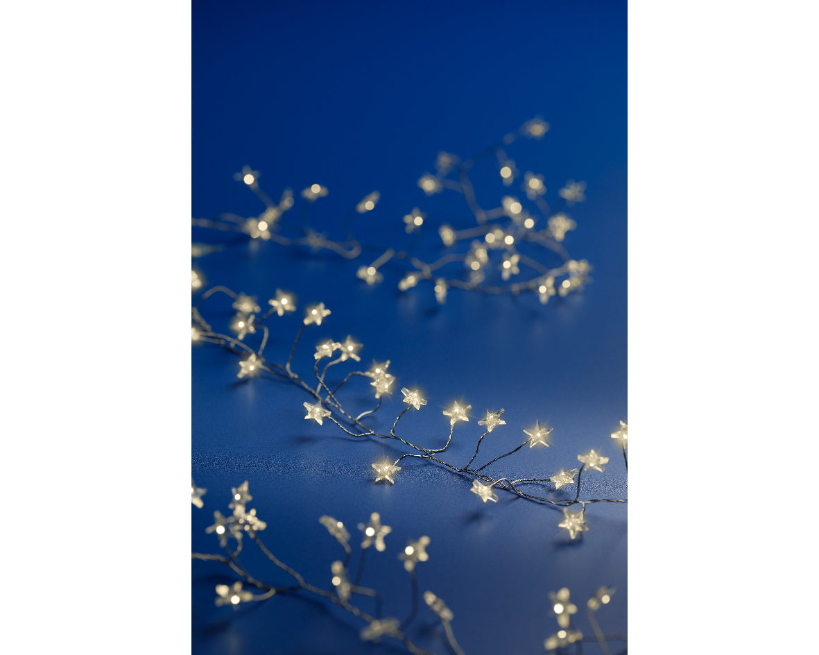 Luces microled decorativas de estrellas 120cm Blanco Cálido