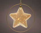 Estrella de cristal con luz clásica cálida de 6cm
