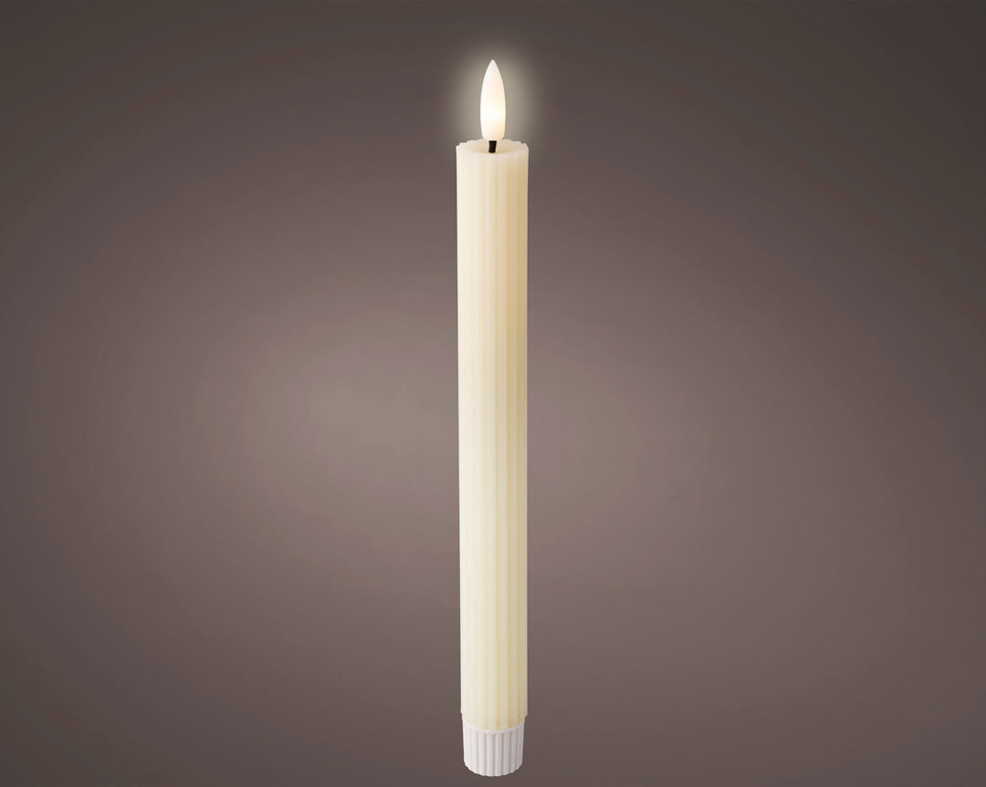 Velas de cera LED color crema blanco con efecto llama (a pilas)