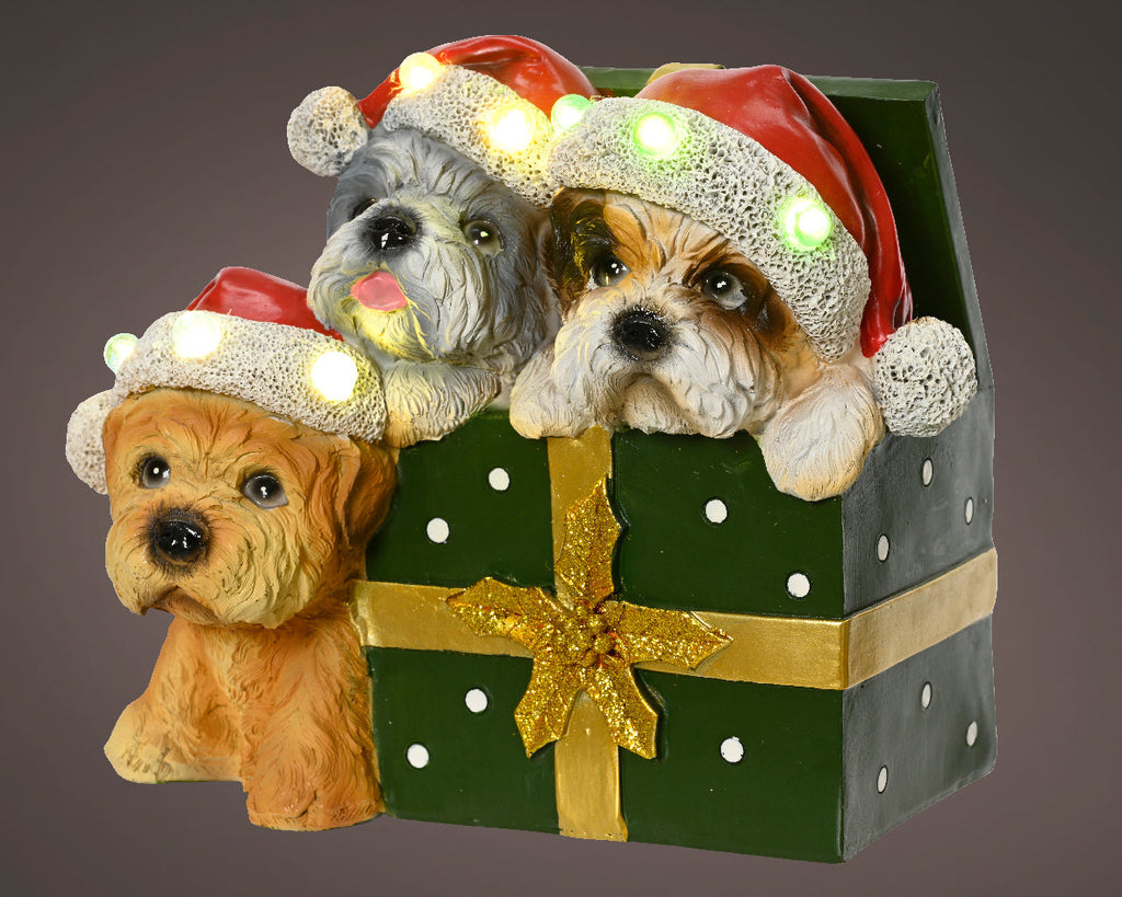 Figura de perritos con luces de navidad de 23cm
