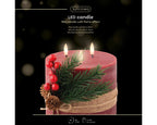 Vela de navidad LED decorada rojo crema con tacto a cera 15cm x dia15cm