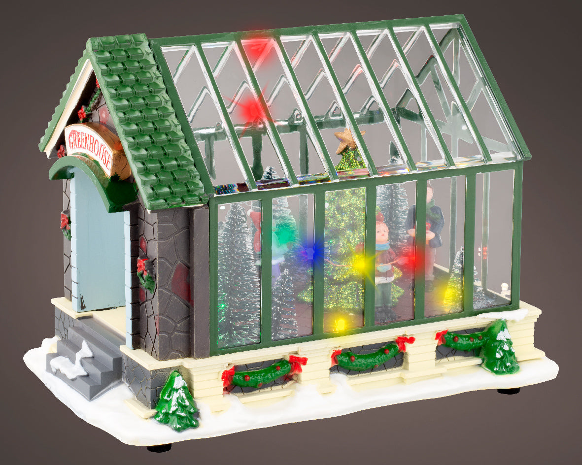 Casa transparente de plástico con adornos navideños de 17cm