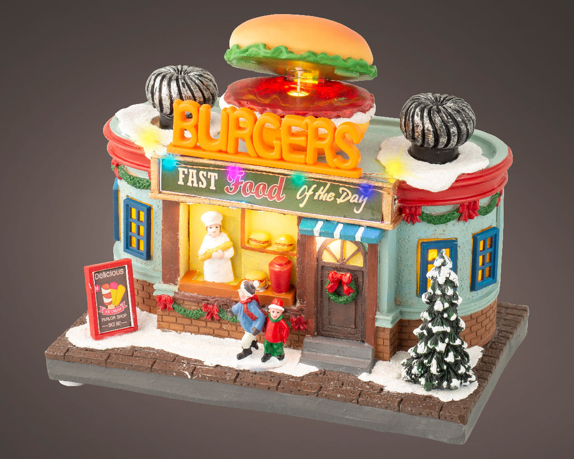 Casita de Navidad Puesto de hamburguesas