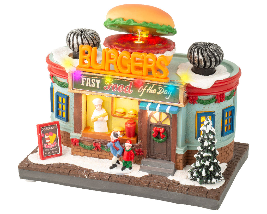 Casita de Navidad Puesto de hamburguesas