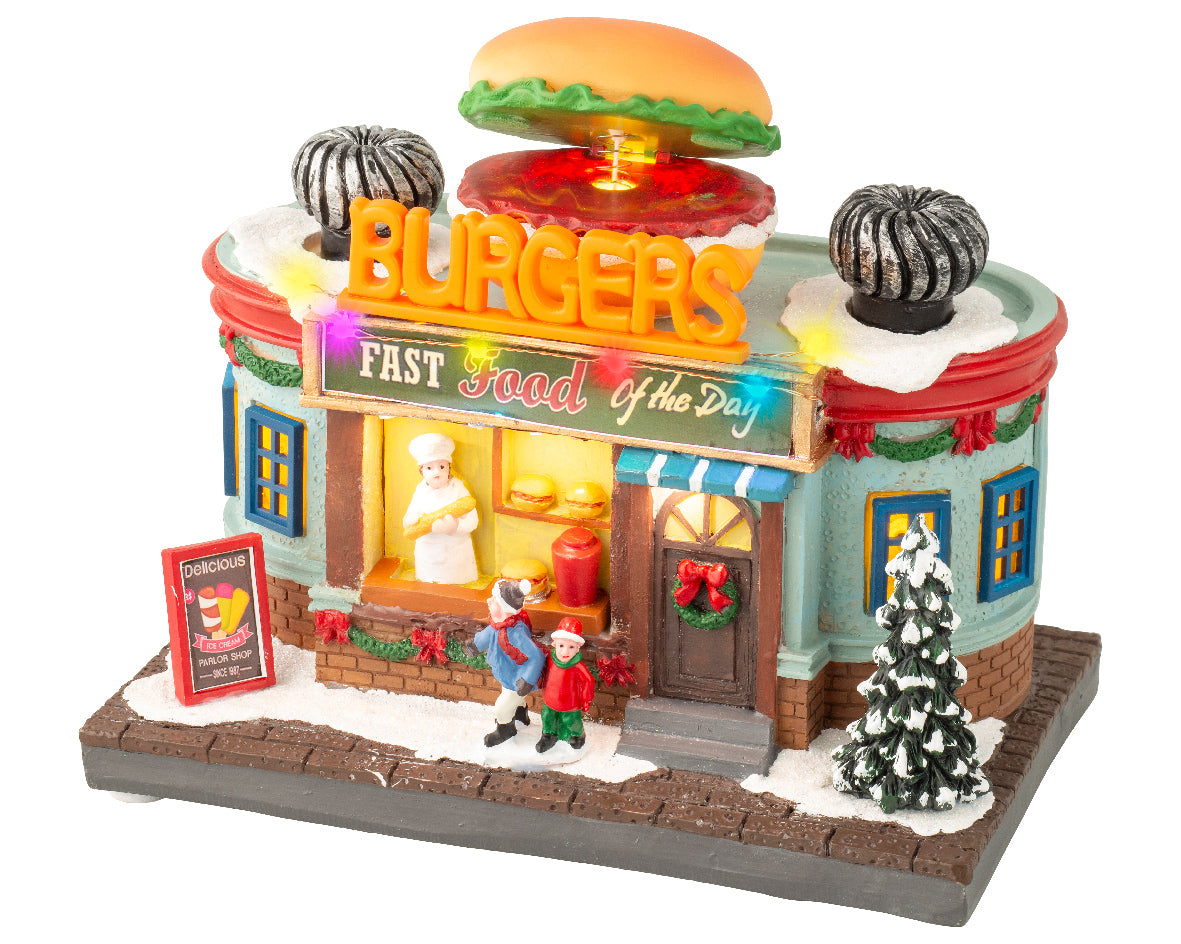 Casita de Navidad Puesto de hamburguesas