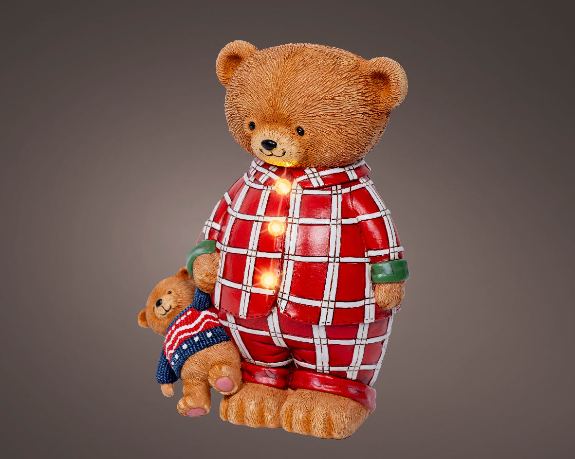 Figura de oso de navidad con luces de 24cm