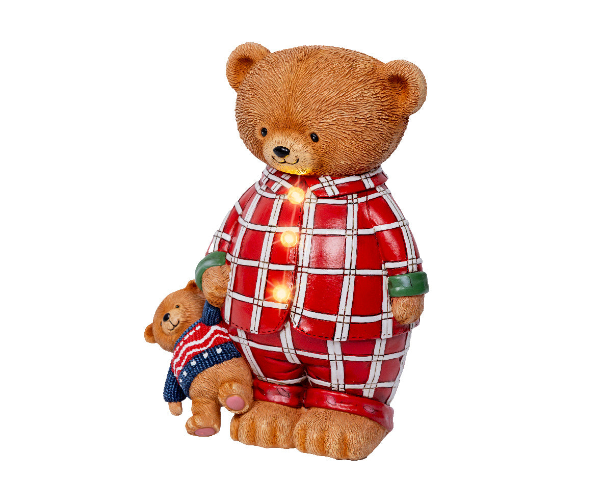 Figura de oso de navidad con luces de 24cm