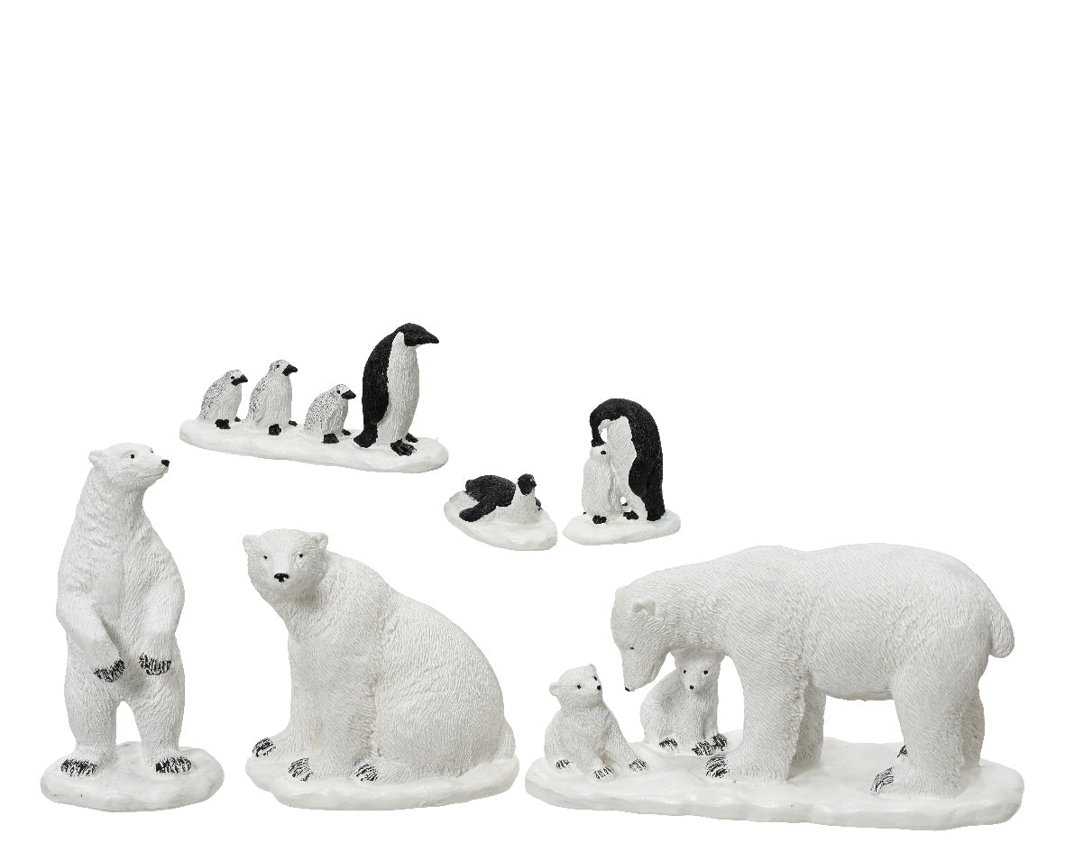 Figuritas Navideñas de resina de osos polares y pigüinos