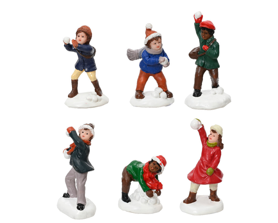 Figuritas navideñas de resina de niños/as jugando