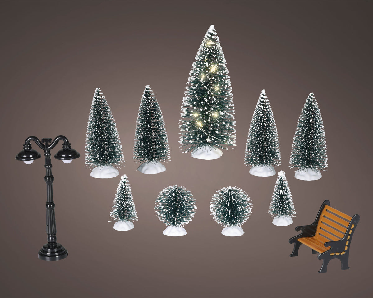 488462-Set de accesorios Lumineo LED para pueblo navideño verde-navidad-envio-canarias
