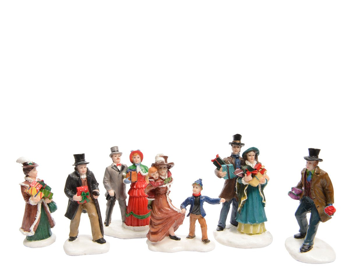 6 piezas para villa de navidad figuras de caminantes ref:488585 7 cm