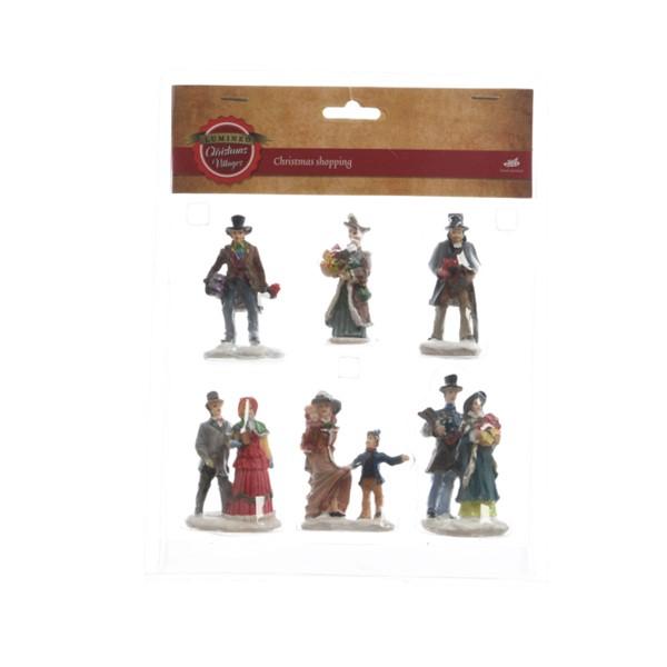 6 piezas para villa de navidad figuras de caminantes ref:488585 7 cm
