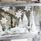 Set de 9x Árboles nevados para decoración de villas navideñas 22,5 cm