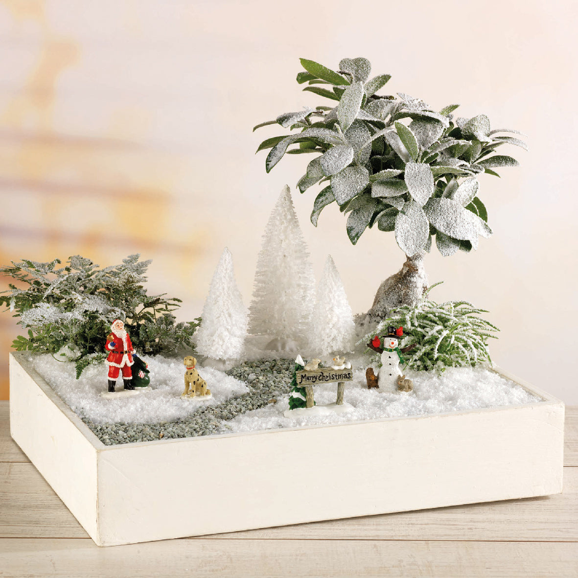 Set de 9x Árboles nevados para decoración de villas navideñas 22,5 cm