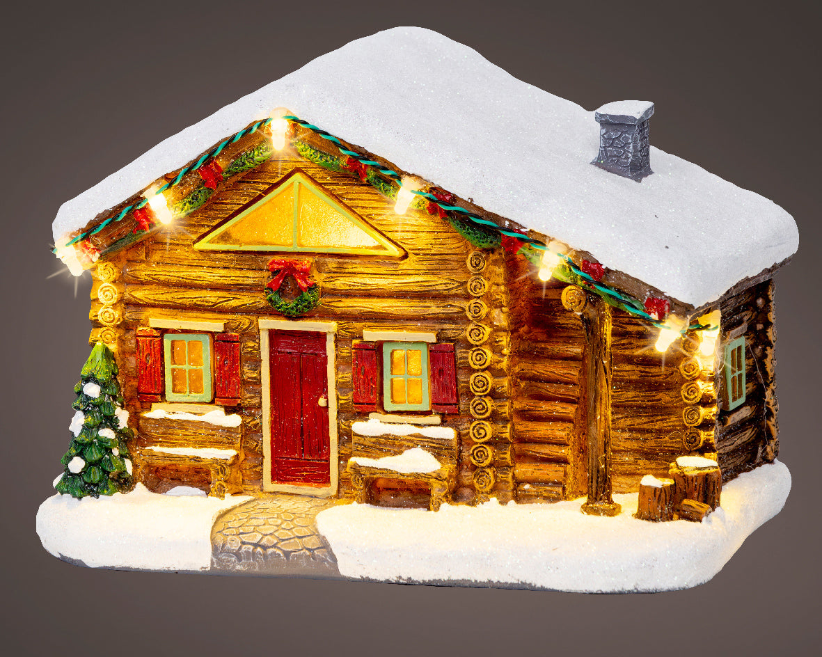 Casa refugio de bosque de navidad