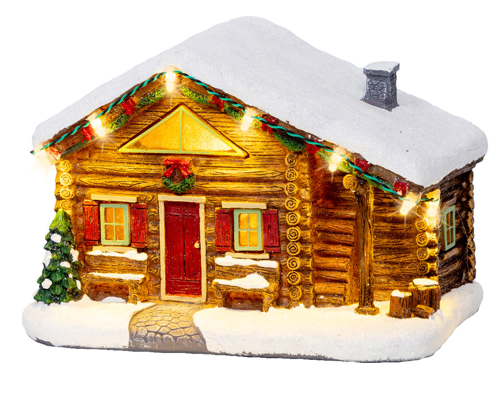 Casa refugio de bosque de navidad