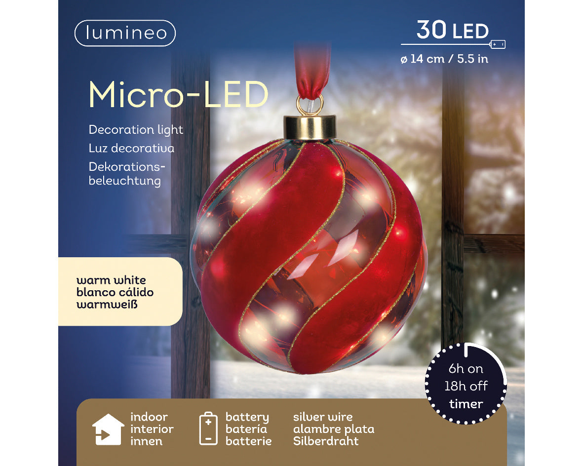 Iluminación de navidad Ornamento a pilas rojo de 14cm