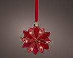 Iluminación de navidad Ornamento floral a pilas rojo de 19cm