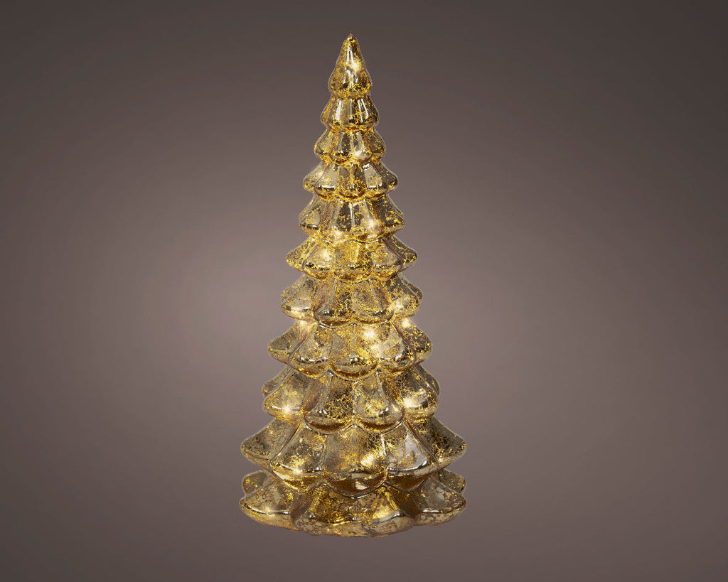 Árbol de navidad decorativo Dorado con luces de 21cm a pilas