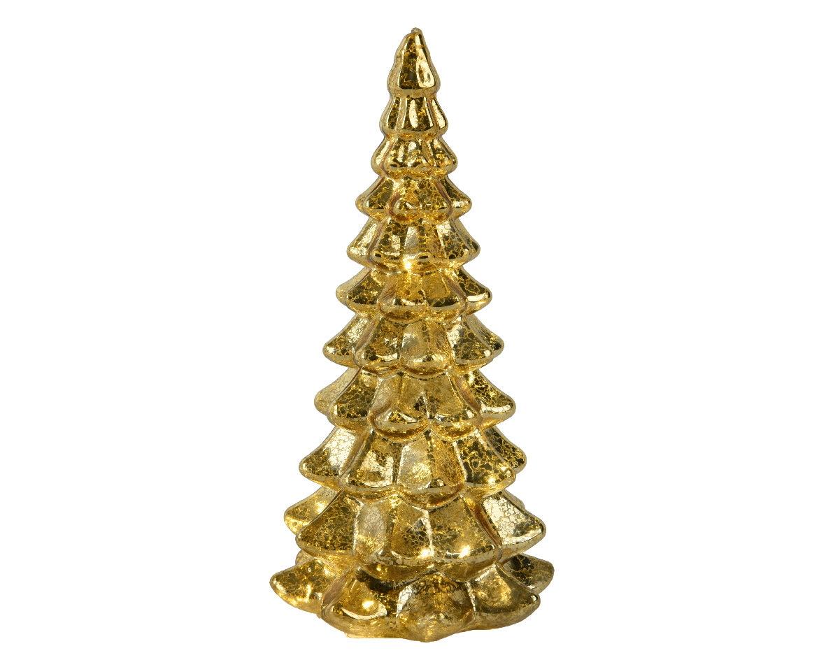 Árbol de navidad decorativo Dorado con luces de 21cm a pilas