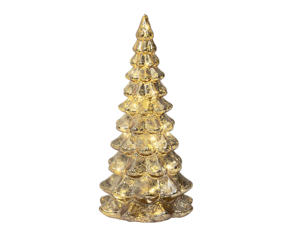 Árbol de navidad decorativo Dorado con luces de 21cm a pilas