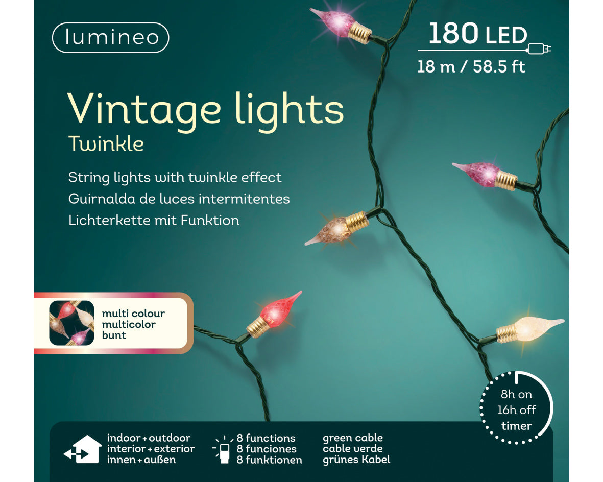 Luces de navidad vintage multicolor de 18m