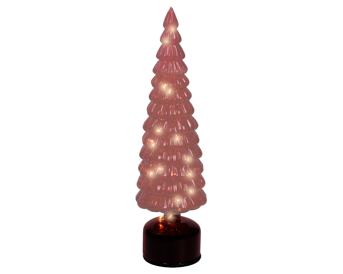 Iluminación de Navidad Ornamento árbol para mesa a pilas rojo de 39cm