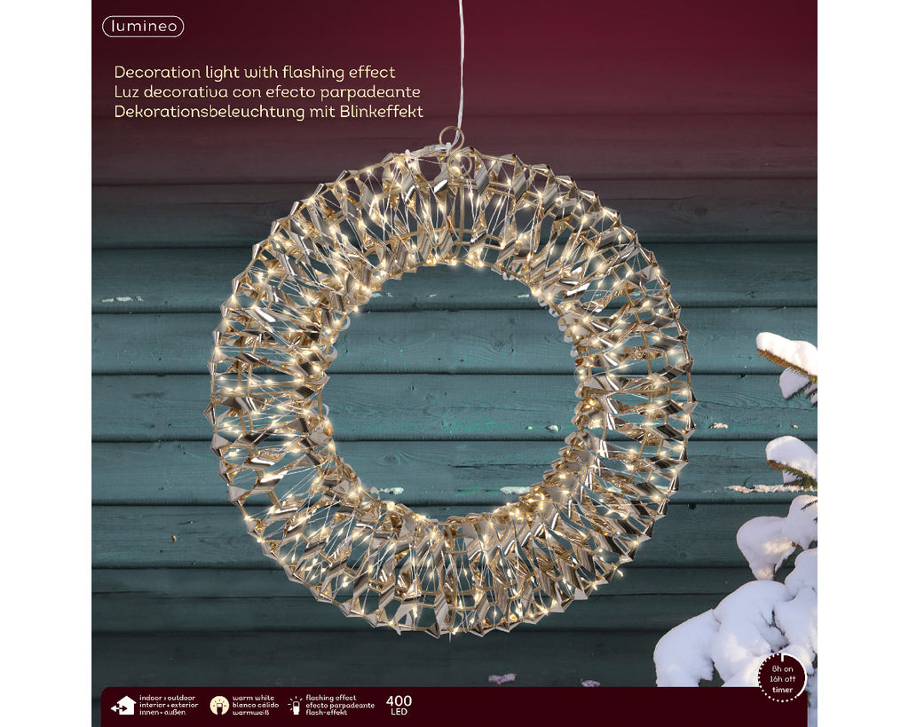 Iluminación de Navidad para exteriores Corona deco de 38cm