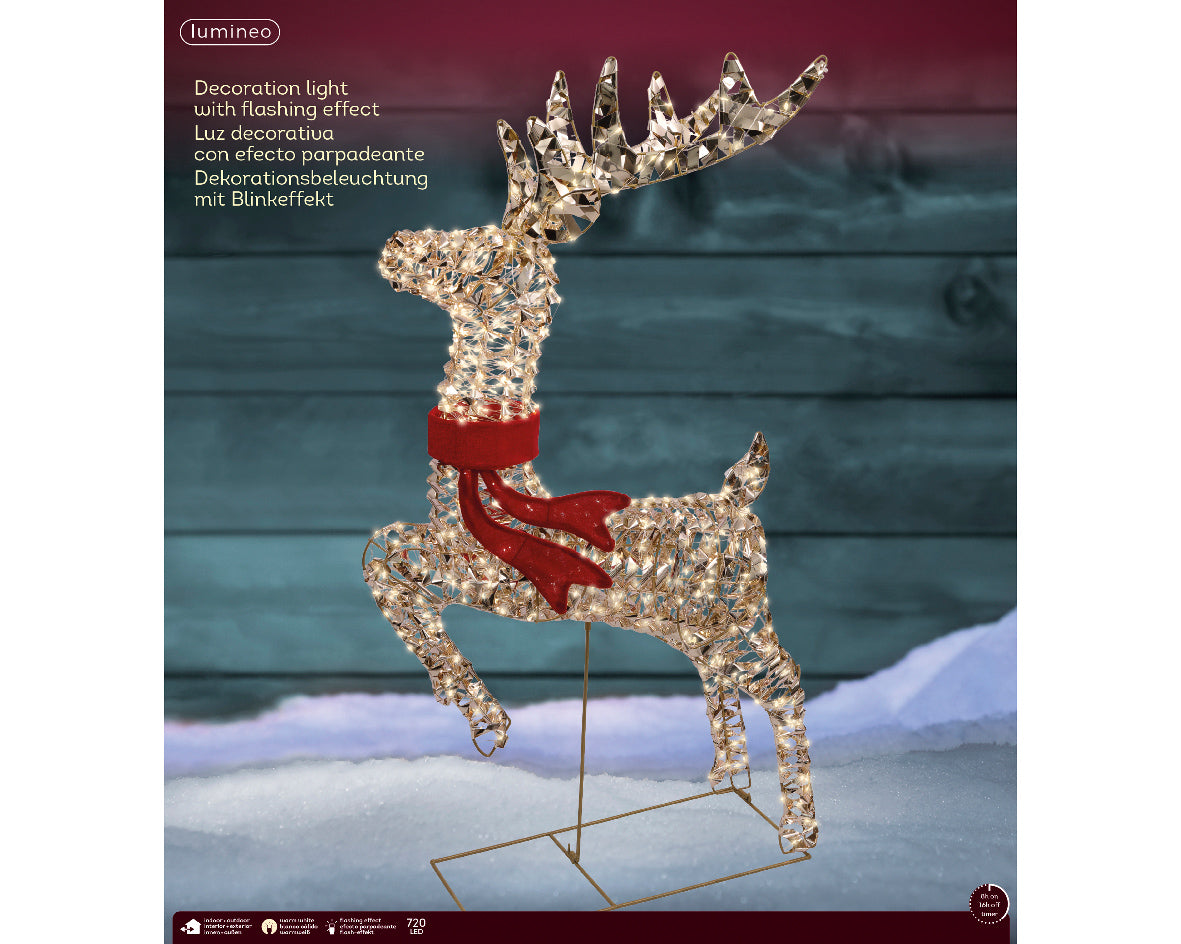 Iluminación de Navidad para exteriores Reno deco de 100cm